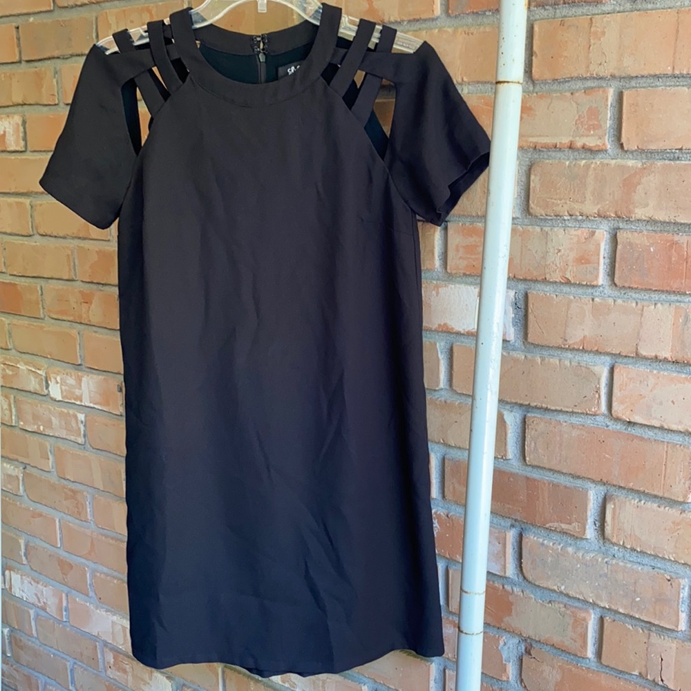 LuLu’s Black Dress Lattice Short Sleeves - Medium